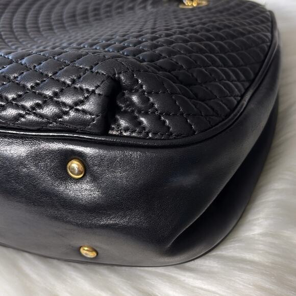 BALLY Chain Shoulder Bag Leather Black Gold Authentic - Picture 10 of 15